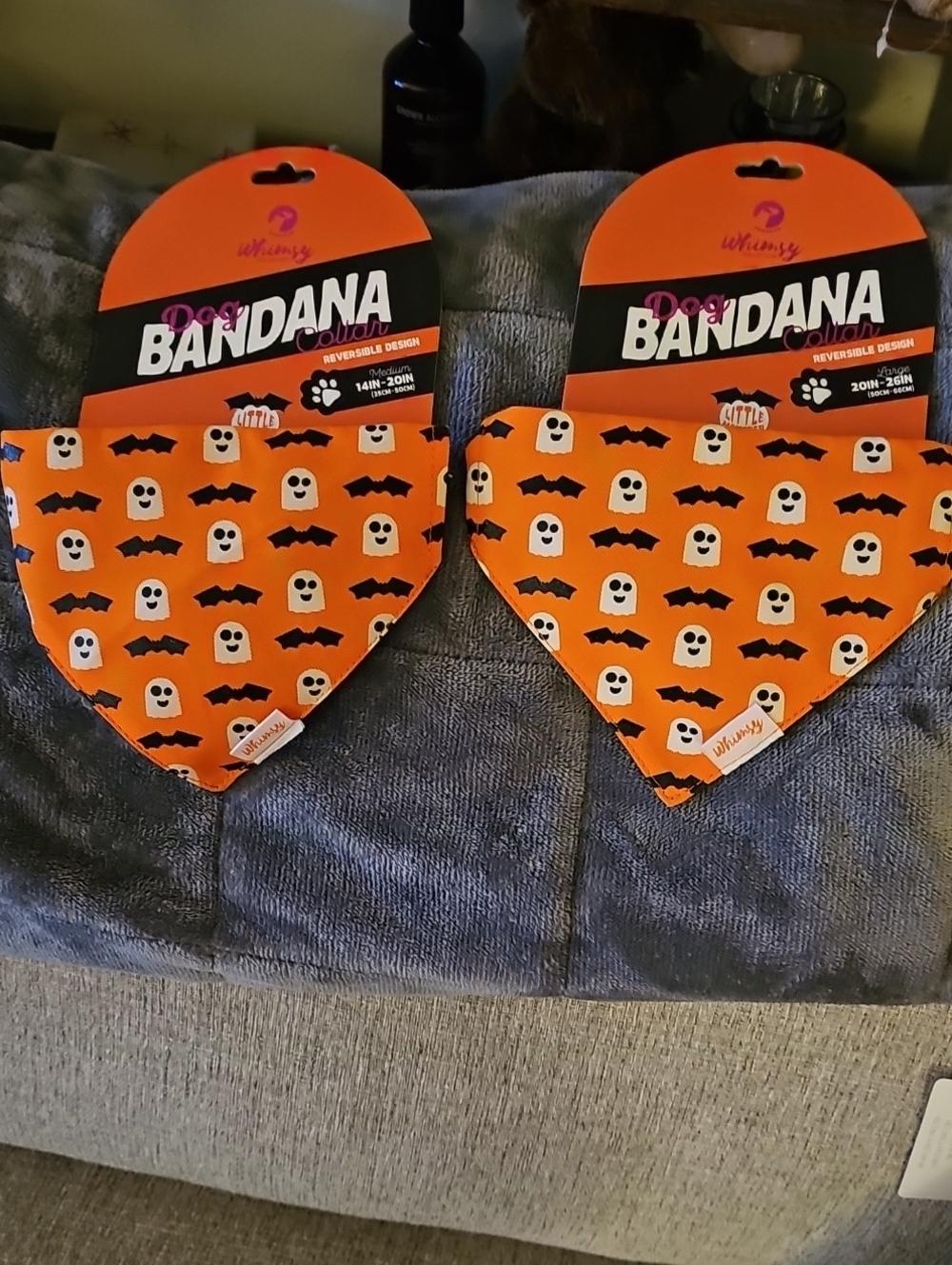 Dog Bandana Set Medium & Large Ghosts And Bats